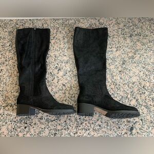 NIB Donald Pliner Women's Philipa Reverse Suede Tall Shaft Boot Black Size 8